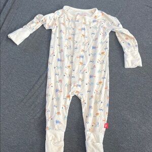 Magnetic Me Cream Footies with Colorful Vehicle Print